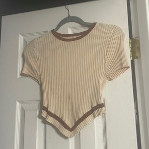 nude and brown crop top